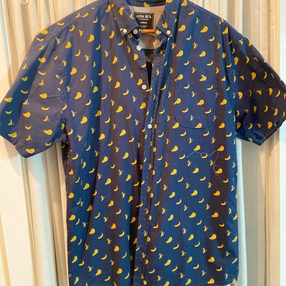 Mens collared shirt with banana print